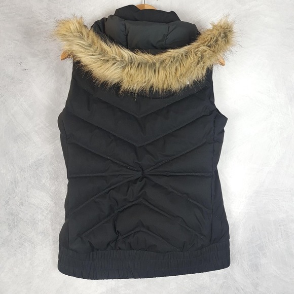 The North Face Vest Womens Small Black 600 Down Hooded Faux Fur Puffer Quilted - Picture 10 of 16